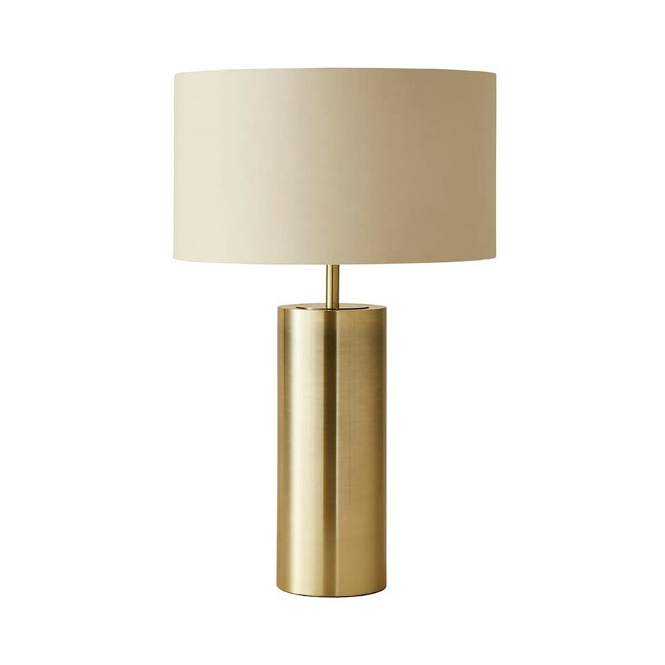 image 1 of ValueLights Lexy Beige & Metallic Gold Shade with Gold Dimmable Touch Table Lamp & LED Bulb Cream