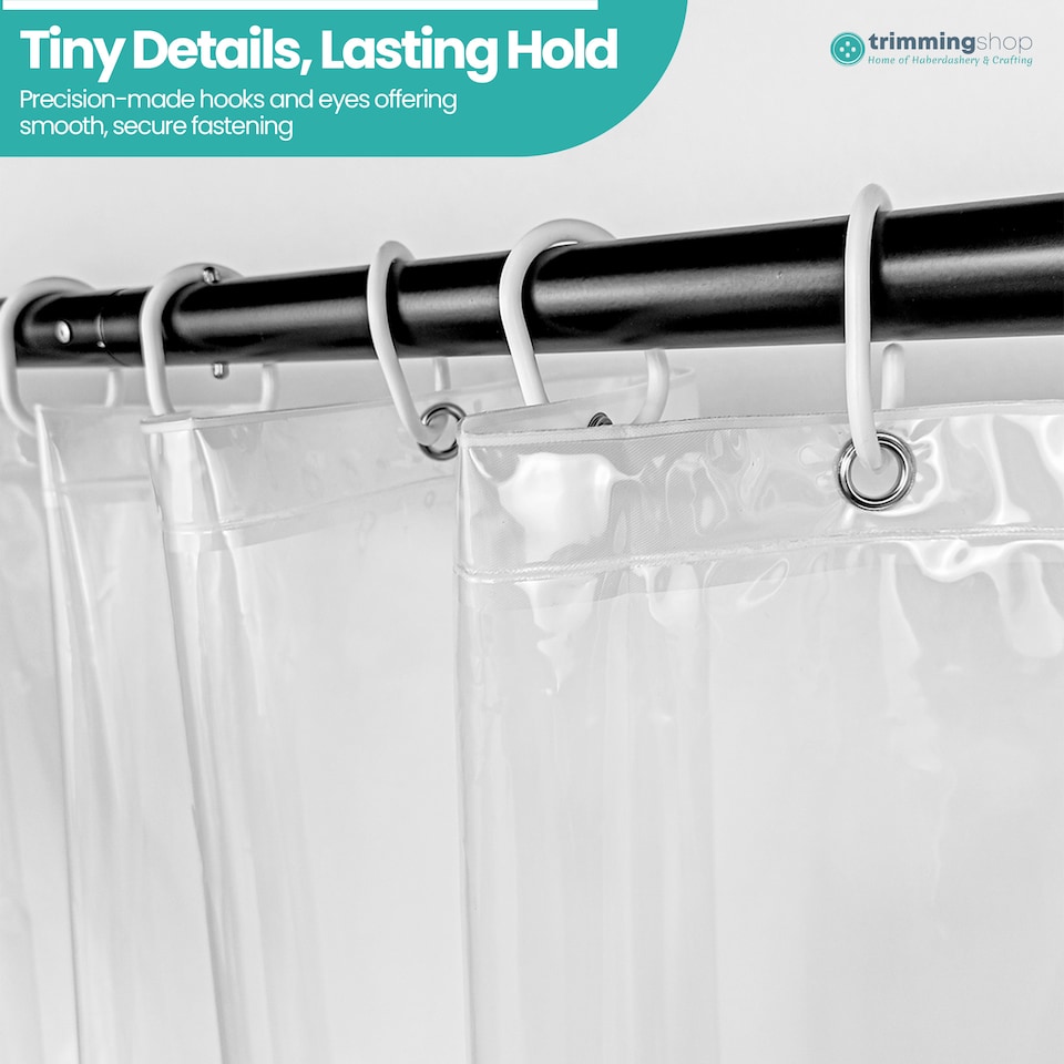 image 1 of PEVA Transparent Bathroom Shower Curtain with 12 Hooks - 180x200cm