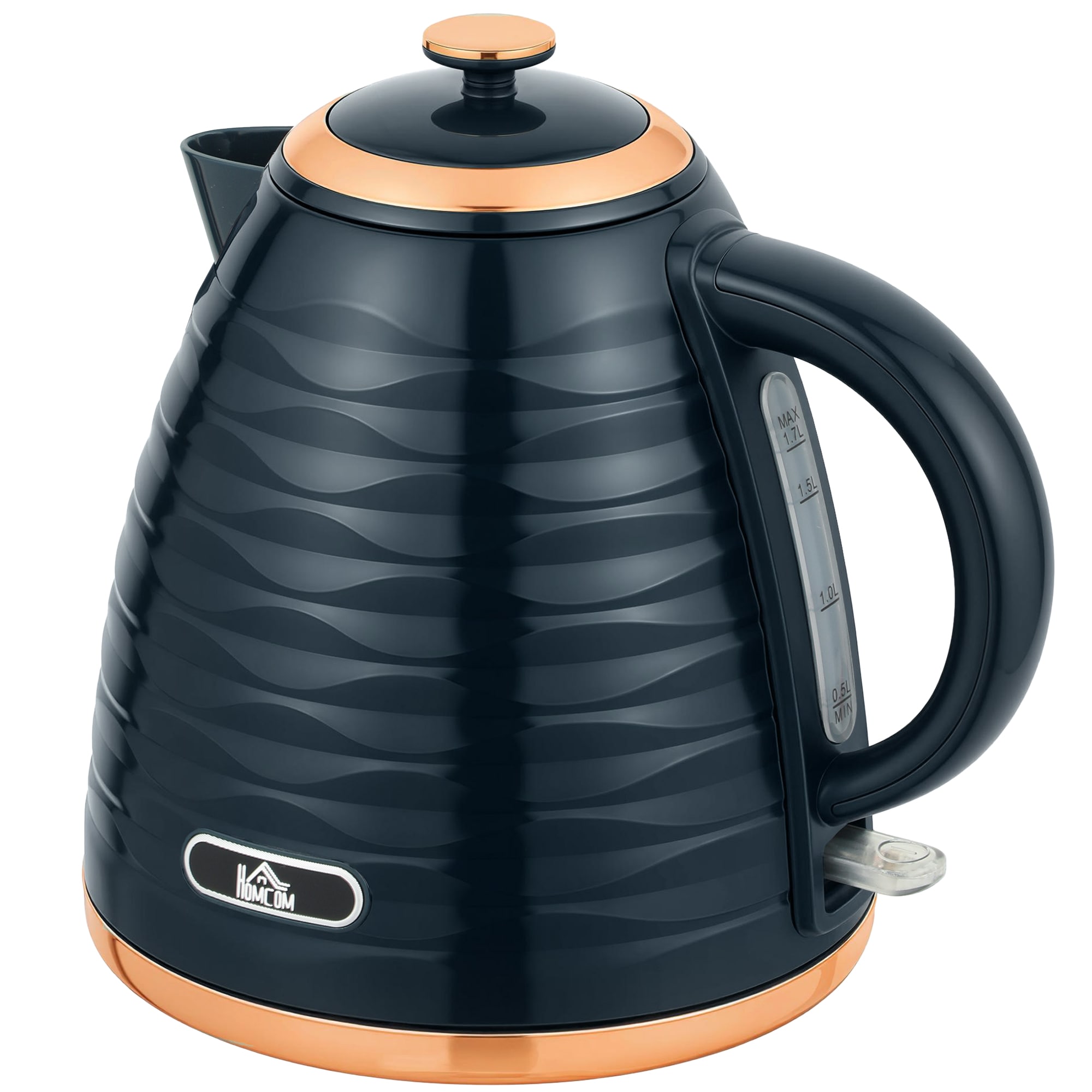 HOMCOM Electric Kettle, Fast Boil, 1.7L, 3kW, Swivel, Dark Blue Ripple