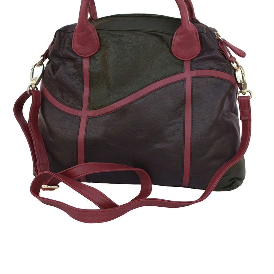image 1 of Eastern Counties Leather Sarah Contrast Leather Handbag - Black/Wine - One Size Black