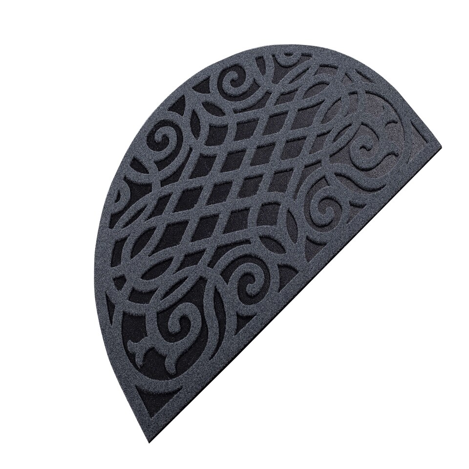 image 1 of Nicoman Victorian Style Halfmoon Rubber Door Mat Grey 75 x 44cm | Grey