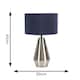 image 3 of ValueLights Jax Brushed Chrome Metal Dimmable Touch Table Lamp with Navy Blue Fabric Drum Shade with LED Bulb