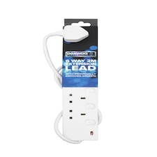 Daewoo 6 Gang 2m Switched Extension Lead | White