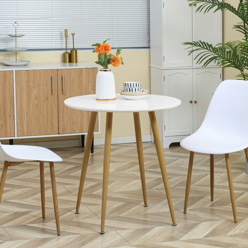 image 1 of HOMCOM Round Dining Table with Matte Top Metal legs, Kitchen Table for 2 People