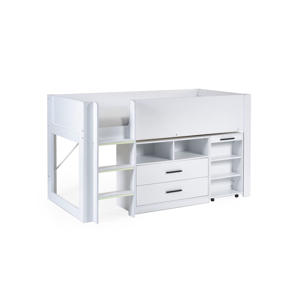 image 1 of Otis 90cm Single White Midsleeper Cabin Bed with Desk