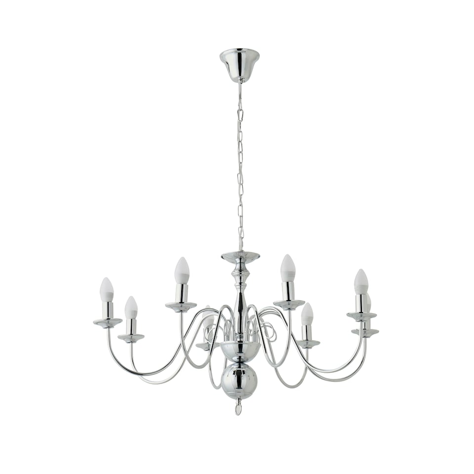 image 1 of ValueLights Gothica Flemish Style 8 Way Ceiling Light Chrome | Chrome