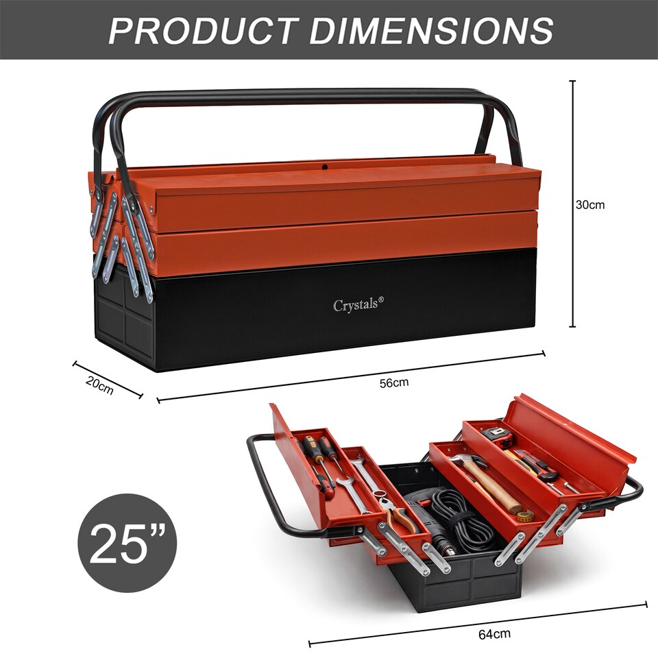 image 1 of Heavy Duty 560mm Cantilever Toolbox 5 Tray Metal Tool Box Red