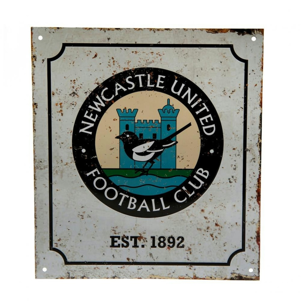 image 1 of Newcastle United FC Official Retro Logo Sign - White - One Size