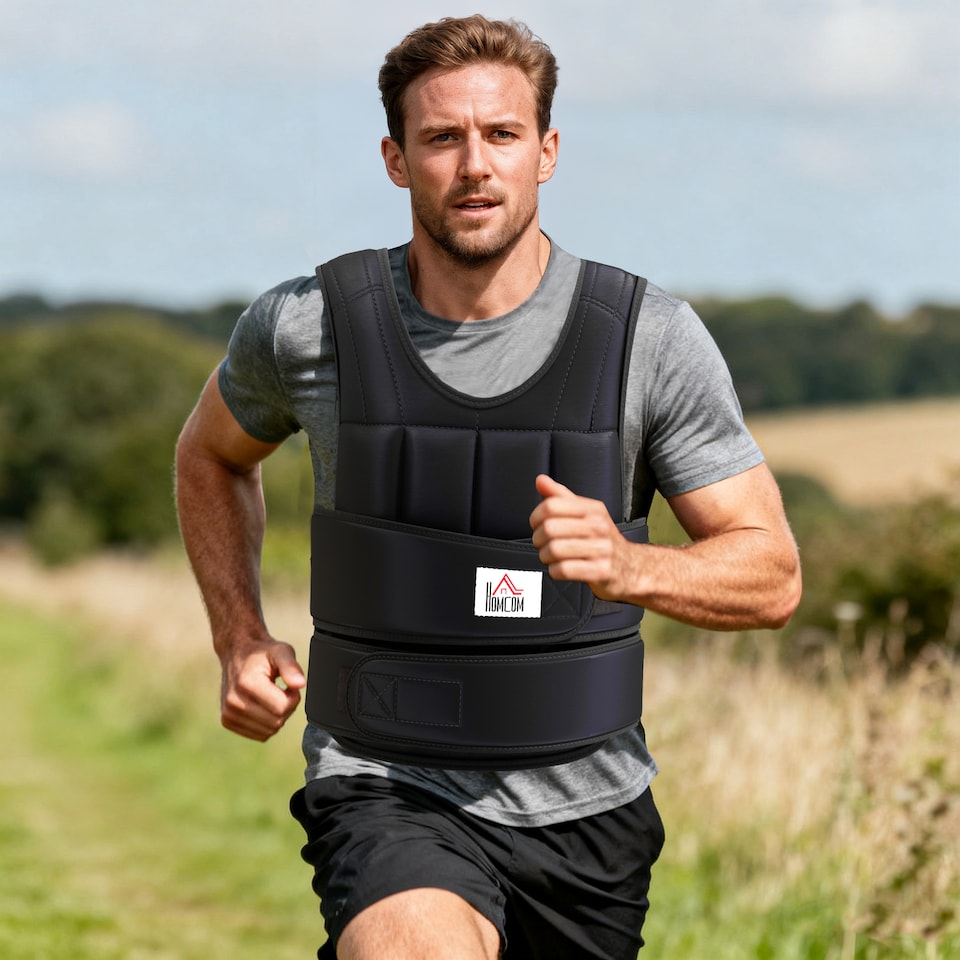 image 1 of HOMCOM 20KGS Adjustable Weight Vest Running Gym Training Weight Loss, Red