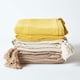 image 6 of Homescapes Cotton Rajput Ribbed Yellow Throw - 225 x 255 cm Yellow