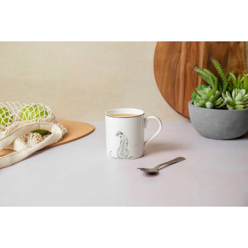 image 1 of Mikasa Cheetah Straight-Sided Porcelain Mug, 280ml | White