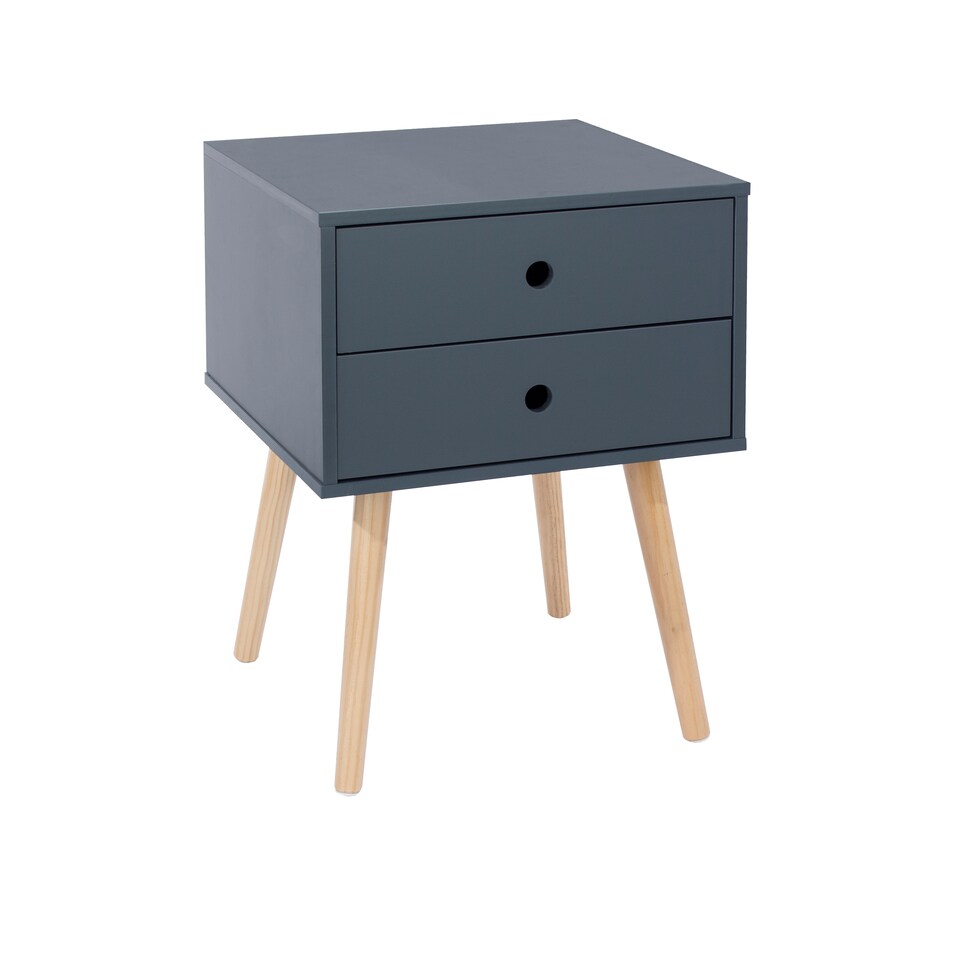 image 1 of Options Scandia 2 Drawer Nightstand - Stylish Two Tone Bedside Table for Small Spaces | Blue | Blue | One Size | 1