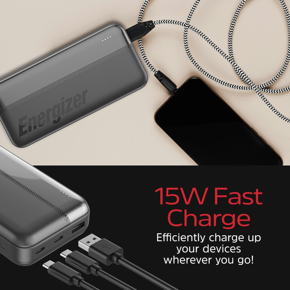 image 1 of Energizer 20mAh USB-C Power Bank Black