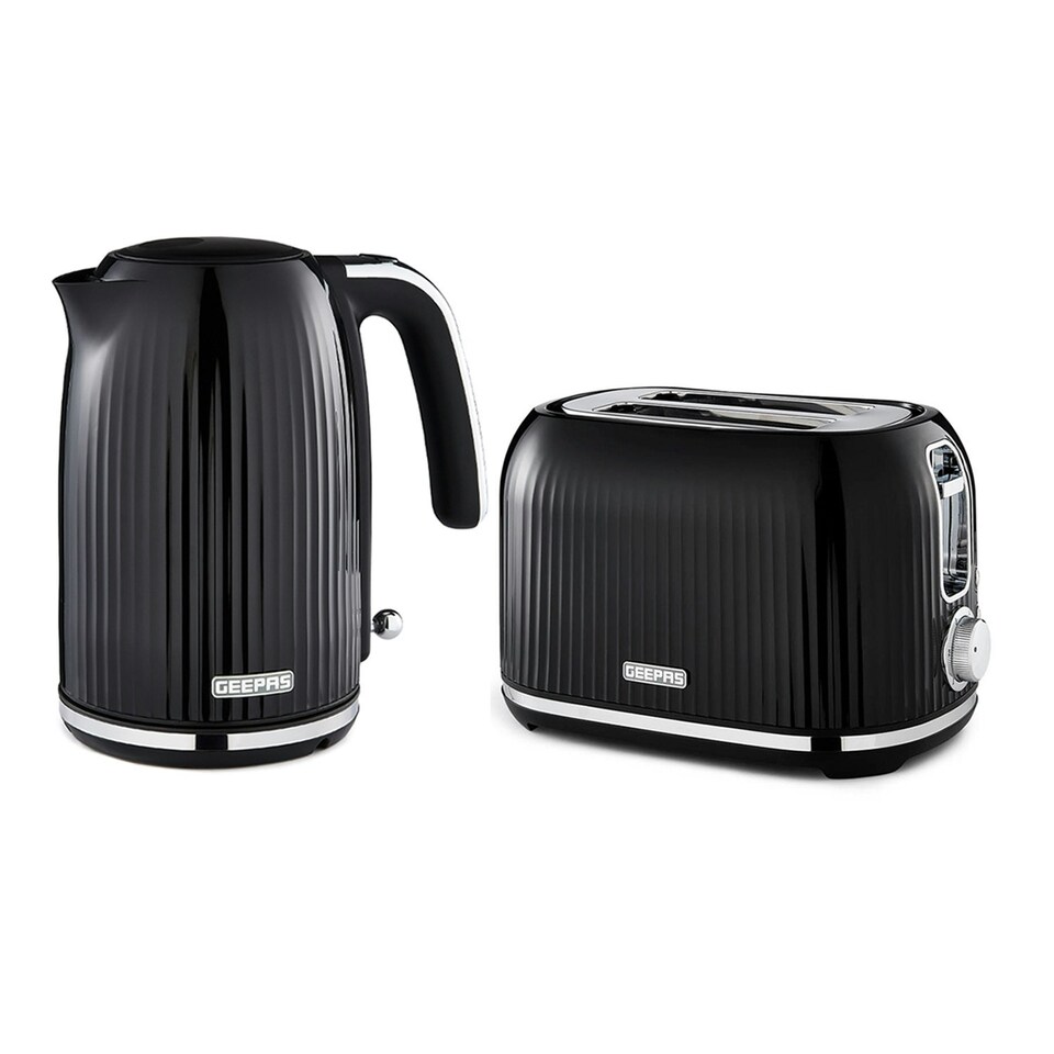 image 1 of GEEPAS 1.7L Kettle & 2 Slice Toaster Kitchen Combo Set Black