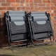 image 9 of Set of 2 Luxury Padded Multi Position Zero Gravity Garden Relaxer Chair Lounger in Grey & Black