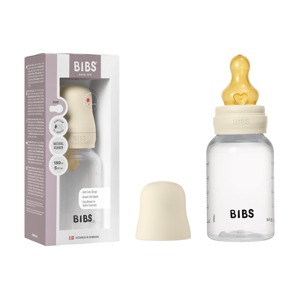 image 1 of BIBS BPA-Free PP 150ml Baby Bottle Latex 1 Pack Slow Flow Ivory | Cream