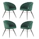 image 1 of Set of 4 Vittorio Velvet Dining Chairs with Black Metal Legs, Quilted Design Modern Accent Chair | Green