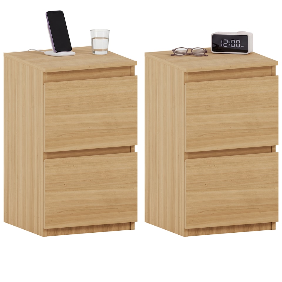 image 1 of Vida Designs Denver 2 Drawer Chest of Drawer Bedside Cabinet Nightstand Units Set of 2 - Pine