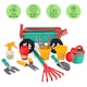 image 4 of Pull-Along Wheelbarrow and Gardening Tools Play Set - Outdoor Garden Toy for Kids (Green)