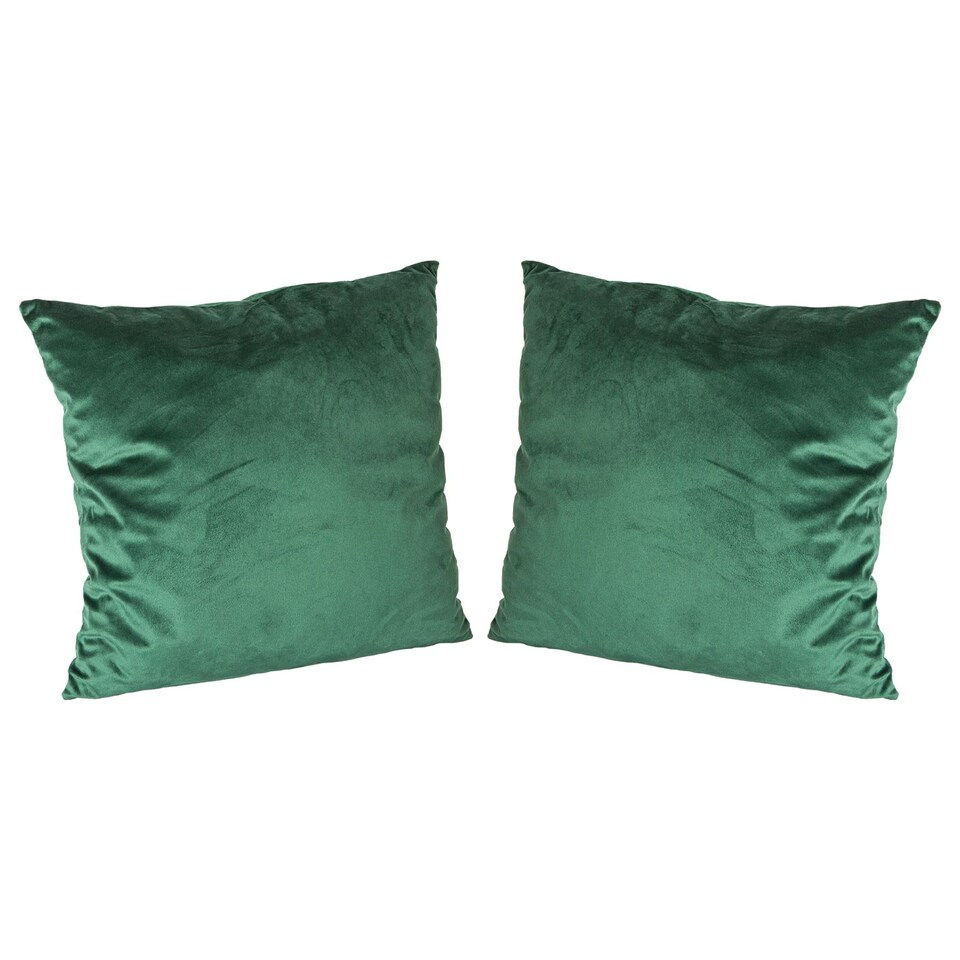 image 1 of Nicola Spring Square Velvet Cushions - 55cm x 55cm - Green - Pack of 2 | Green | Green