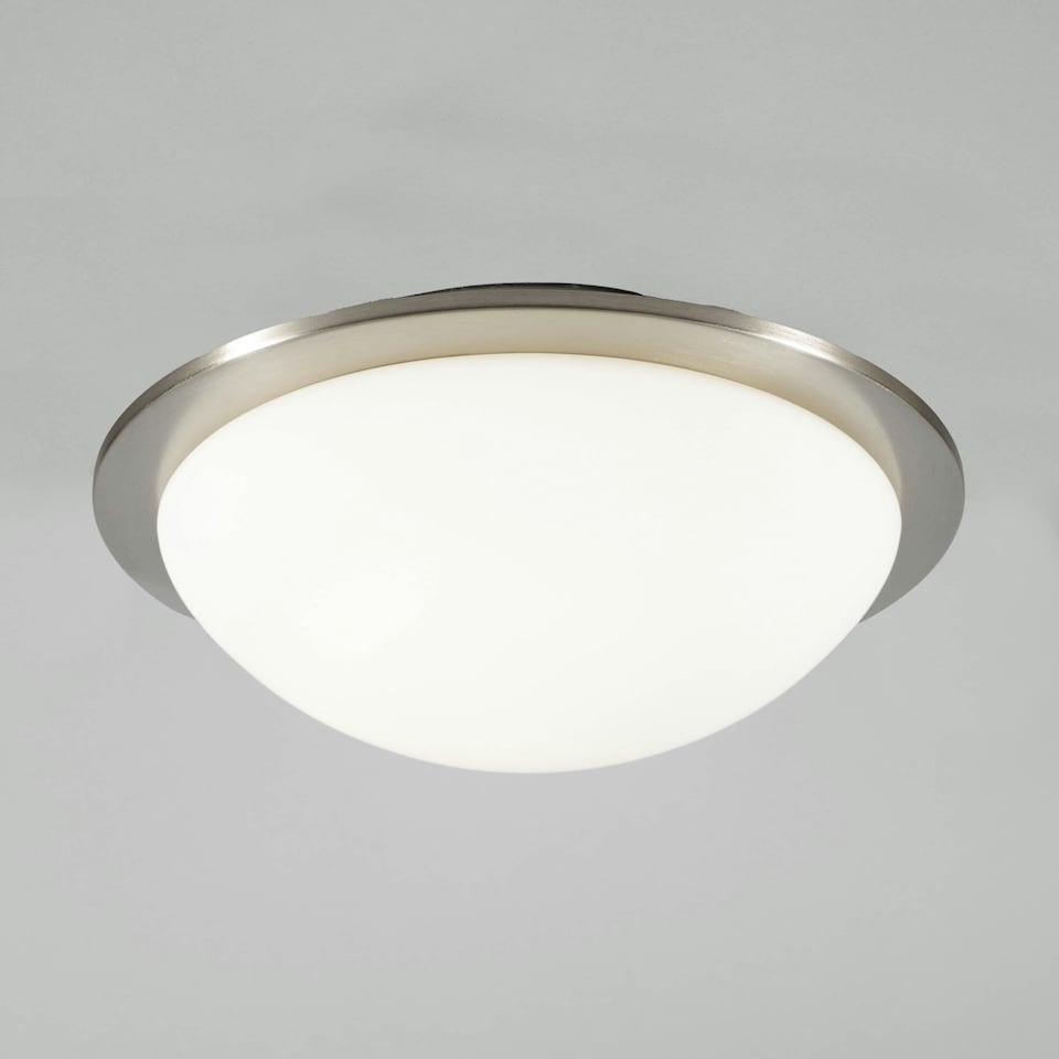 image 1 of BHS Jules Flush Bathroom Ceiling Light | Silver | Satin Nickel | 1
