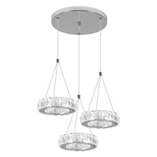 Crystal Silver Chandelier LED Ceiling Lights Pendant Light Changeable 30W