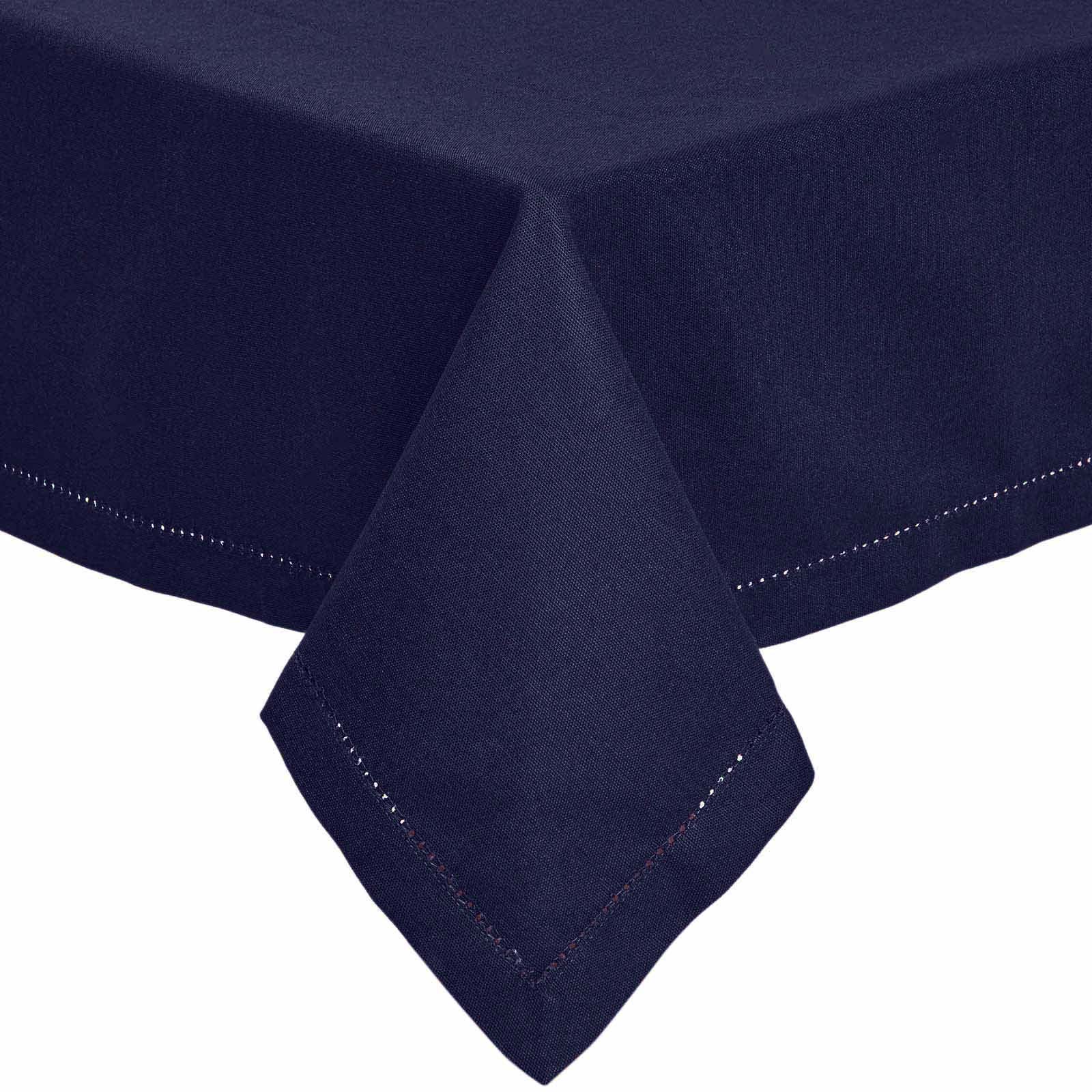 Homescapes Plain Cotton Tablecloth, 178cm x 300cm in Navy | Size: 178 cm x 300 cm