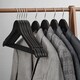 image 3 of Set of 20 Wooden Clothes Hangers with Non-Slip Trouser Bar and Rotating Hooks, Black and Silver