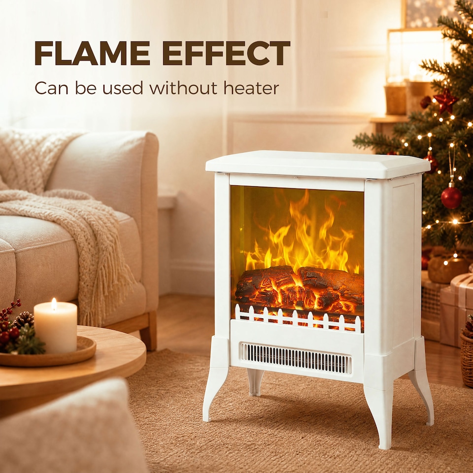 image 1 of HOMCOM Electric Fireplace Stove, Freestanding Fireplace Heater W/ Flame Effect