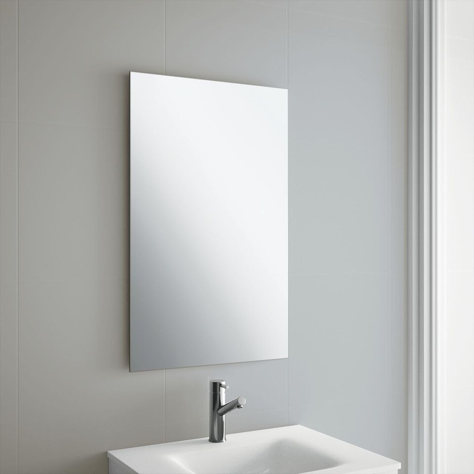 image 1 of 40cm Circular Frameless Bathroom Mirror with Wall Hanging Fittings