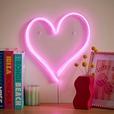 ValueLights Heart neon Heart Neon White Illuminated Decoration and Integrated LED 3W Pink Bulb