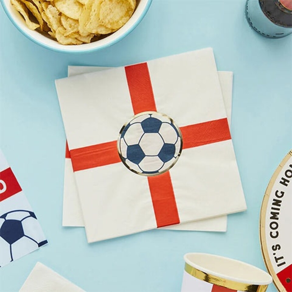 image 1 of Come on England Football Napkins 3 Ply 33cm - Pack of 16