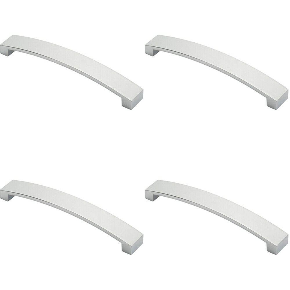 Loops 4x Flat Curved Bow Pull Handle 172 x 25mm 160mm Fixing Centres Polished Chrome