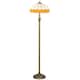 image 2 of HOMCOM Tiffany-Style Floor Lamp with Handcrafted Stained Glass Shade, 152cm Tall Vintage Standing Lamp with Foot Switch and Dual Sockets for Living Room Bedroom, Bronze Tone and Orange | Orange
