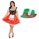 image 1 of Red & Brown Bavarian Dress with Green Hat | Red | XL