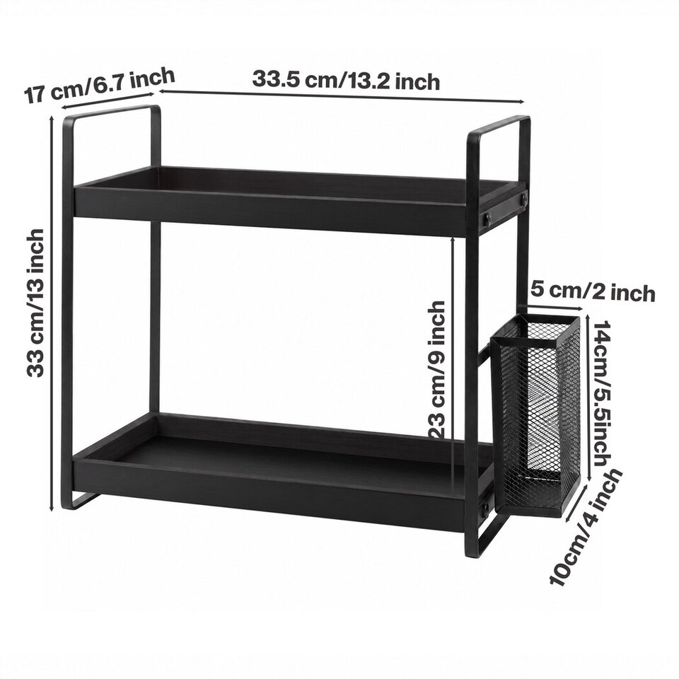 image 1 of Levede Bathroom Organiser Countertop 2 Tier Perfume Skincare Storage Shelf Black