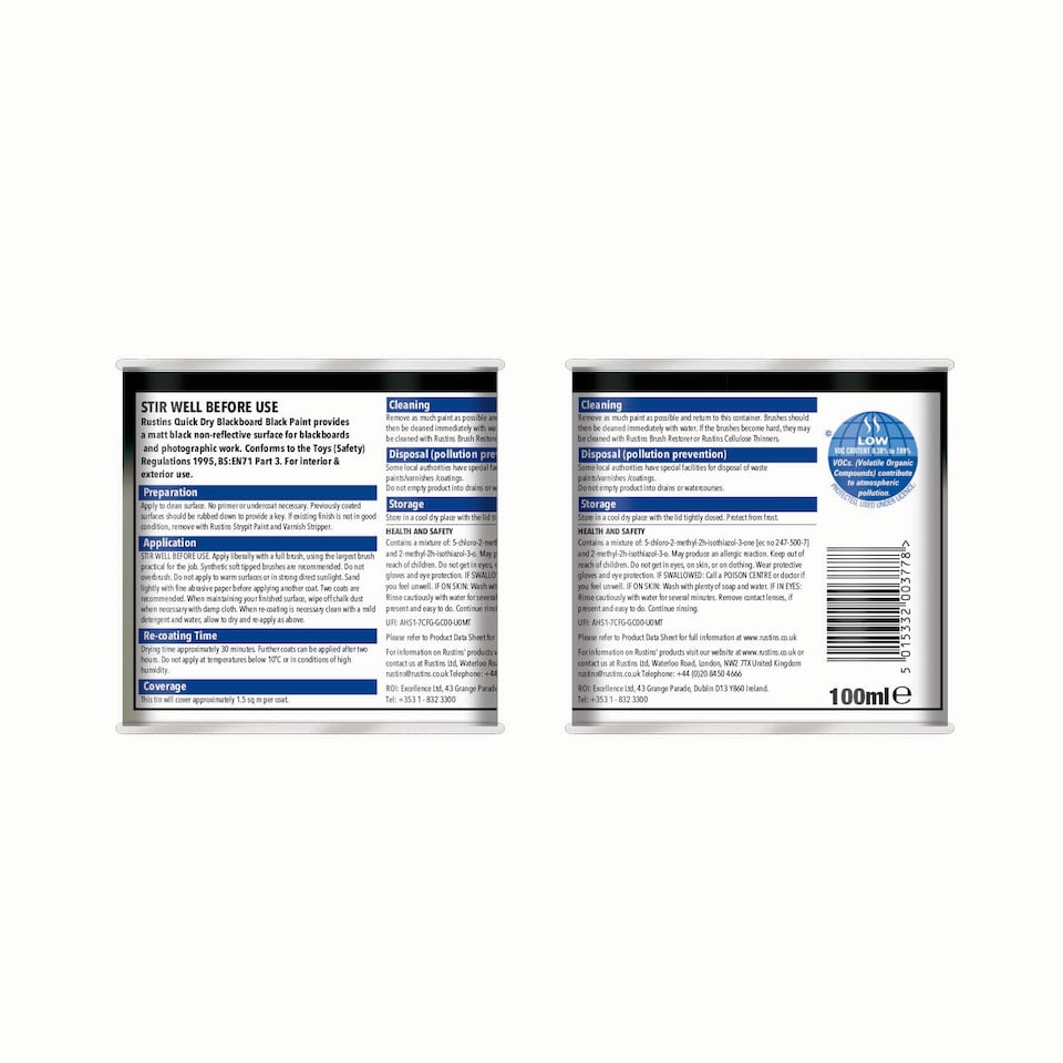 image 1 of Rustins - Quick Dry Blackboard Black 100ml | Black | 1