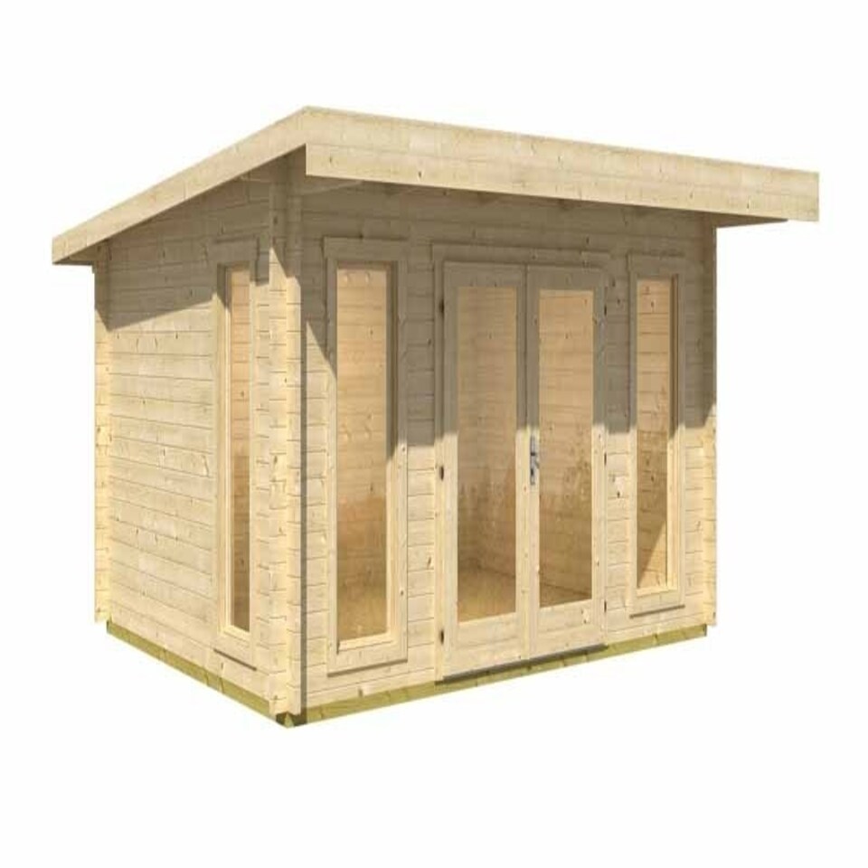 image 1 of Barbados 3-Log Cabin, Wooden Garden Room, Timber Summerhouse, Home Office - L459 x W419 x H241.94 cm Brown