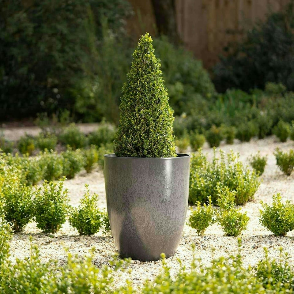 image 1 of Primrose Garden Tall Round Flower Plant Pot Planter Grey 43 x 35 x 35cm