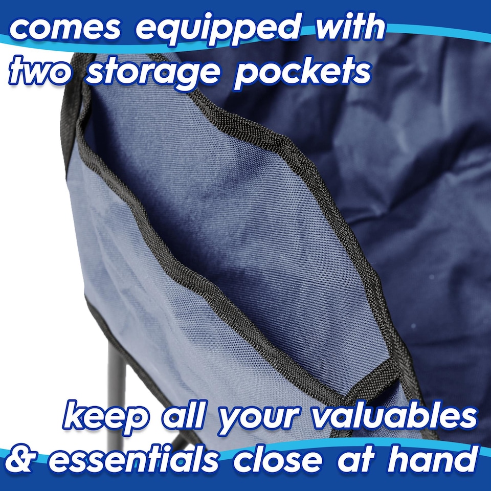 image 1 of Harbour Housewares Premium Folding Camping Chairs with Pockets & Carry Bag - Navy - Pack of 2 | Blue | Navy