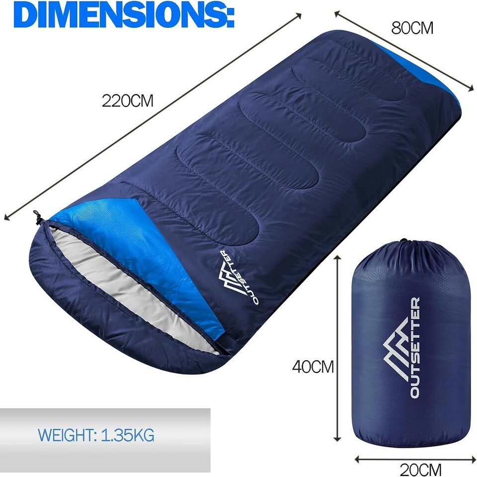 image 1 of Sleeping Bags Adults 3 Season Backpacking Waterproof Hiking Camping Waterproof Blue