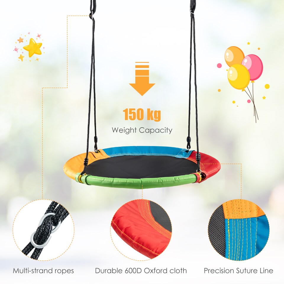 image 1 of COSTWAY Kids Double Swing without Frame 100cm Canvas Swing EVA Soft Strips