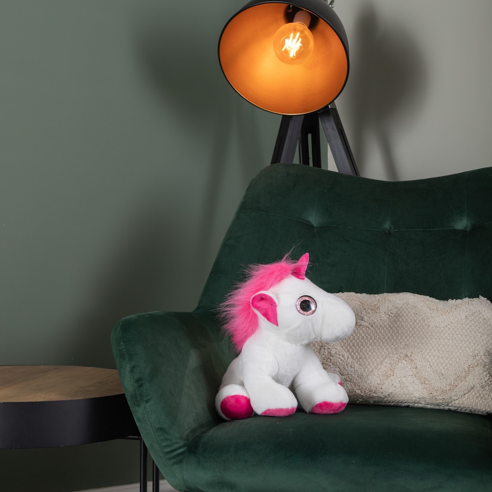 image 1 of 25cm Plush White Unicorn with Pink Mane and Tail