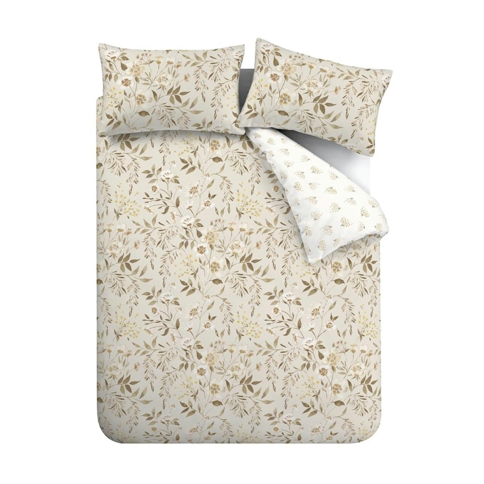 image 1 of Catherine Lansfield Isadora Floral Duvet Cover Set - Natural Cream | King