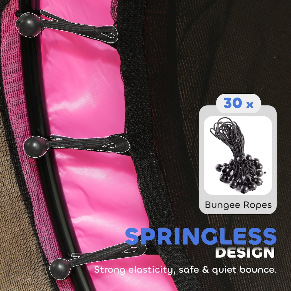 image 1 of AIYAPLAY 4.6FT Kids Trampoline with Safety Enclosure Net, Sun Pattern, Pink