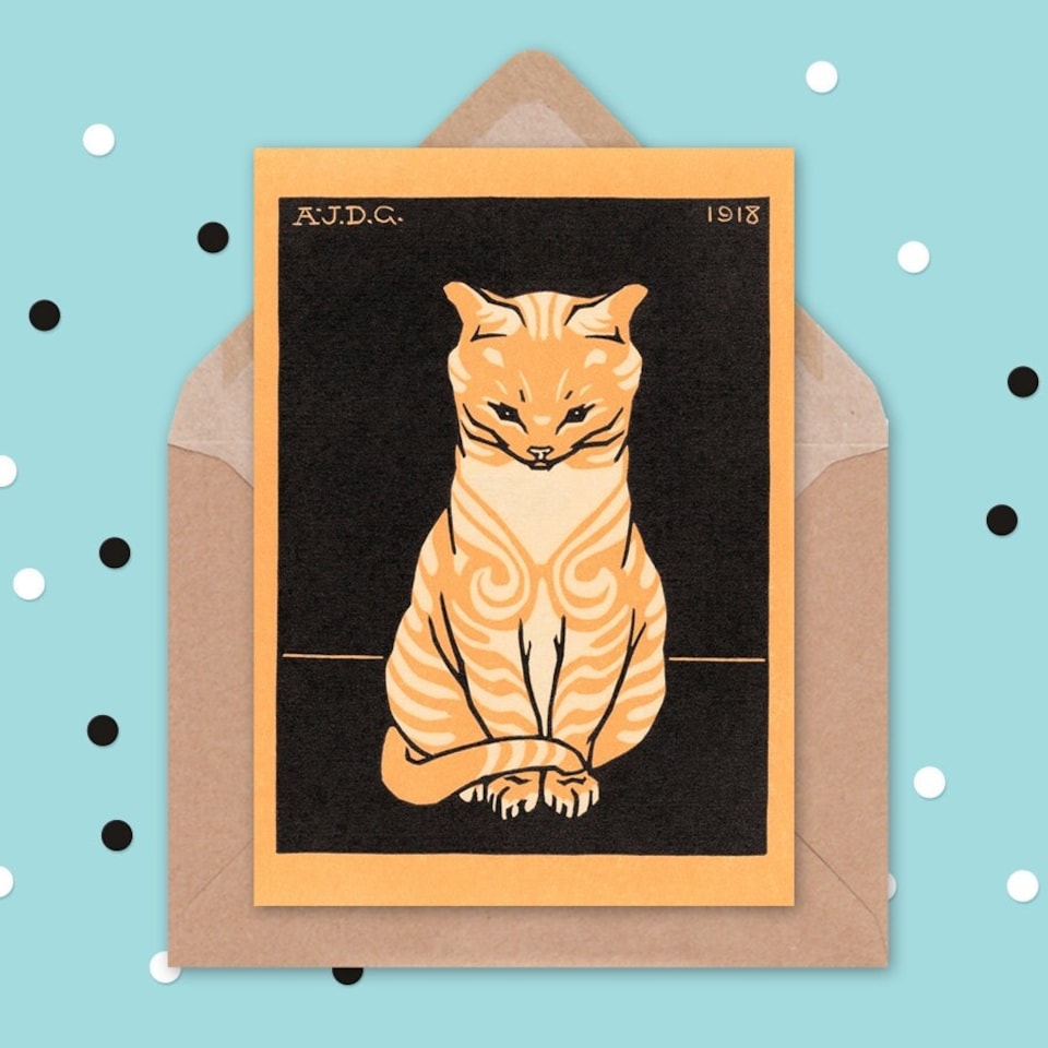 image 1 of Sitting Tabby Julie De Graag Cat Art Blank Just to Say Card