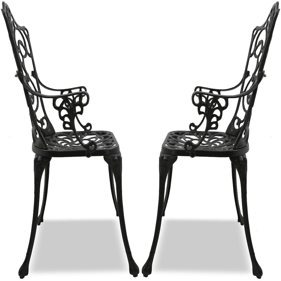 image 1 of Centurion Supports Tabreez 2-Large Garden and Patio Bistro Chairs with Armrests in Cast Aluminium Black