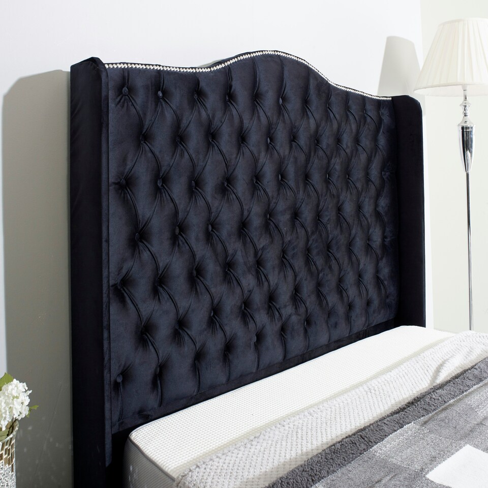 image 1 of Saturn Wing Plush Single Bed Frame - Black