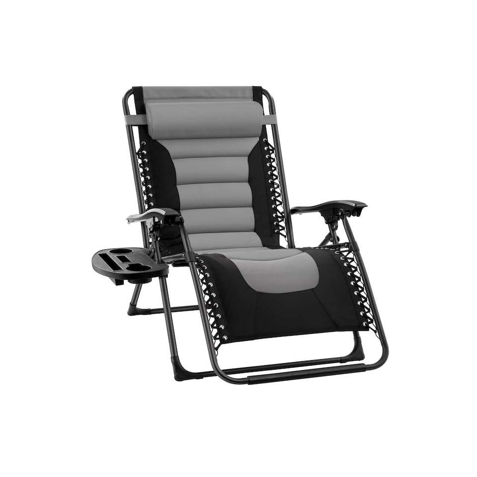 image 1 of Groundlevel 1x Luxury Gravity Garden Adjustable Sun Lounger Relaxer Chair | Grey | Grey