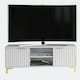 image 1 of Bold TV unit 120cm white ribbed fronts gold accents | White | One Size | 1